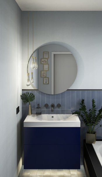 Waschtischanlage in Blau